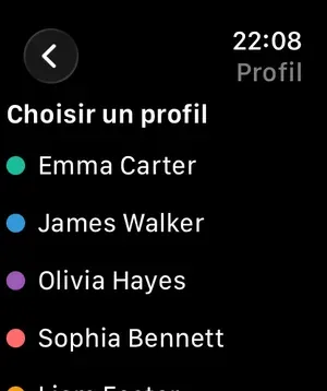 Picking a client on Apple Watch